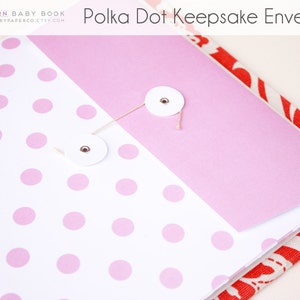 MODERN Baby Book // Polkadot Keepsake Envelope. newborn keepsake. baby book. baby keepsake. memory book. baby shower gift image 1