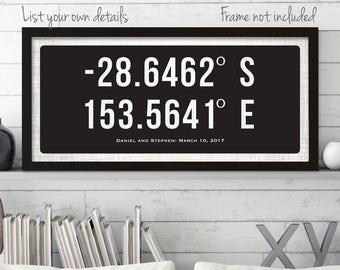 GPS coordinates sign, GPS Sign, Latitude Longitude Sign, Home Coordinates Sign, Custom Coordinates, Wedding Sign, Wedding Coordinates Sign