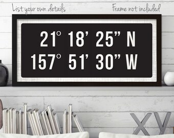 Custom Coordinates, Wedding Coordinates Sign, GPS coordinates sign, GPS Sign, Latitude Longitude Sign, Home Coordinates Sign, Wedding Sign