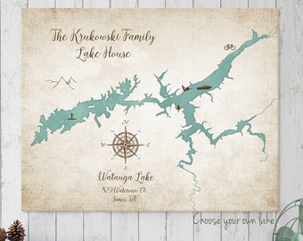Lake House Decor, Lake House Wall Art, Lake House Signs, Custom Lake Map, Lake House Artwork, Lake of the Ozarks, Personalized Lake Map