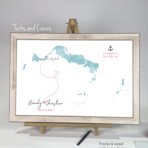 Wedding Guest Book Alternative, Watercolor Guest Book, Unique Guestbook, Canvas Guest Book Alternative, Custom Map Guest Book Turks & Caicos