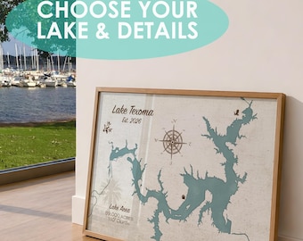 Personalized Lake Map for new home, Housewarming Map Gift, Custom Location