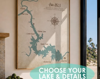 Personalized Lake Map for new home, Housewarming Map Gift, Custom Location
