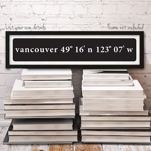 Custom Latitude Longitude Sign, City Coordinates Sign, Coordinates Sign, Home Coordinates, GPS Coordinates, 20 x 4.5, frame not included