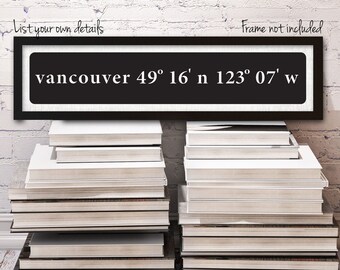 Custom Latitude Longitude Sign, City Coordinates Sign, Coordinates Sign, Home Coordinates, GPS Coordinates, 20 x 4.5, frame not included
