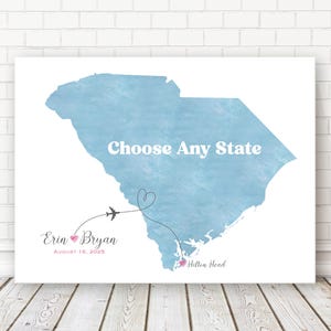 Wedding State Map, Wedding Guest Book Alternative, Watercolor Guest Book, Custom Map Guest Book, Custom State Guestbook, Hilton Head SC