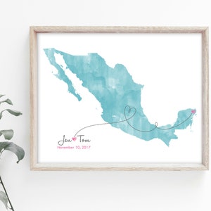 Wedding Guest Book Alternative, Watercolor Guest Book, Custom Map Guest Book, Unique Guestbook, Canvas Guest Book Alternative, Mexico image 1