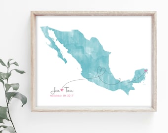 Wedding Guest Book Alternative, Watercolor Guest Book, Custom Map Guest Book, Unique Guestbook, Canvas Guest Book Alternative, Mexico