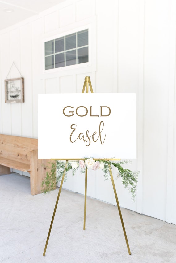 Gold Easel for Wedding, Floor Easel Stand for Wedding Sign, Solid