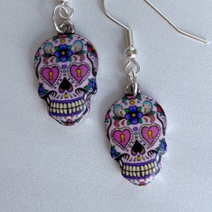 Sugar Skull Earrings, Day of the Dead Earrings, Dia de los Muertos Earrings, Holiday Earrings, Halloween