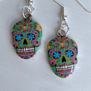 Sugar Skull Earrings, Day of the Dead Earrings, Dia de los Muertos Earrings, Holiday Earrings, Halloween