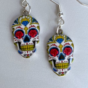 Sugar Skull Earrings, Day of the Dead Earrings, Dia de los Muertos Earrings, Holiday Earrings, Halloween