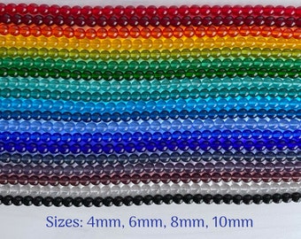 4mm, 6mm, 8mm, 10mm Preciosa Czech Druk Transparent Glass Beads - Sold in Half (7.75-8 Inches) or Full (15.5-16 Inches) Strands