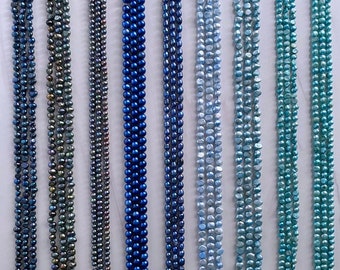Blue Cultured Freshwater Pearls (Dyed) - Sizes: 5-6mm - 15-16 Inches Strands - Beads for Jewelry