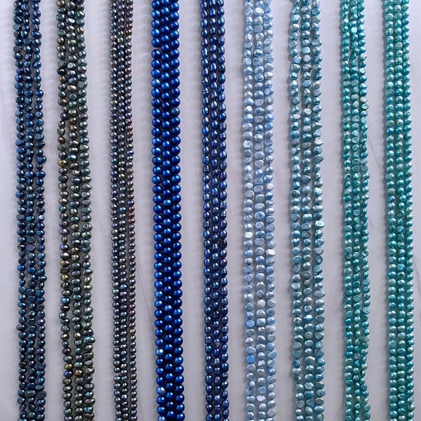 Blue Cultured Freshwater Pearls (Dyed) - Sizes: 5-6mm - 15-16 Inches Strands - Beads for Jewelry