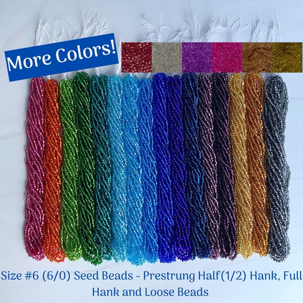 Size 6/0 (#6) Transparent Silver Lined Preciosa Czech Seed Beads - Sizes: Half (1/2) Hank (72g), 1 Full Hank (144g) - Jewelry, Waist Beads