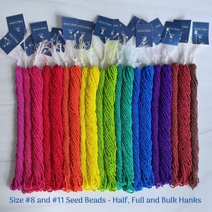 Sizes 8/0 (#8) & 11/0 (#11) Opaque Terra Intensive Preciosa Czech Dyed Round Seed Beads -Sold in Half (1/2) Hank, 1 Full Hank, 2 Full Hanks