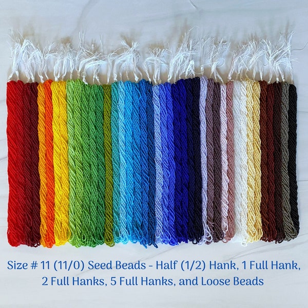 Size 11/0 (#11) Opaque Preciosa Czech Seed Beads -Sizes: Half (1/2) Hank (18g), 1 Full Hank (36g), 2 Full Hanks (72g), 5 Full Hanks (180g)
