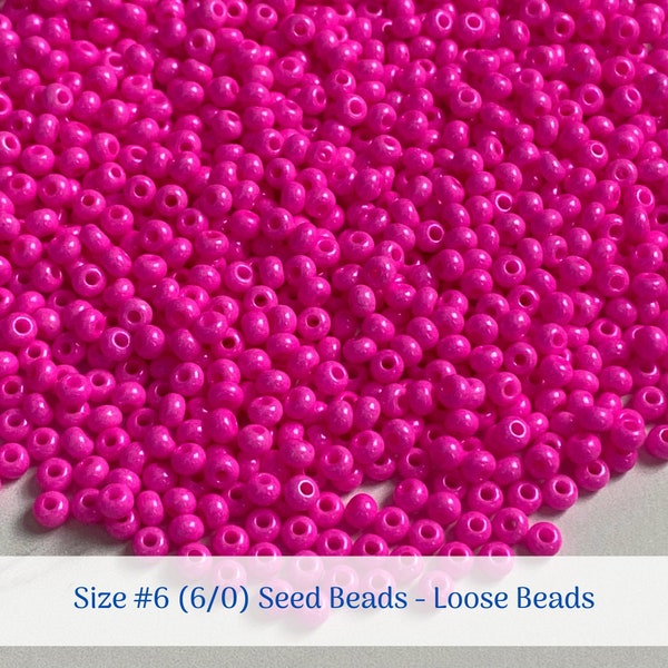 Dyed Pink Luster # 16177 Size 6/0 (#6) Loose Opaque Preciosa Czech Seed Beads - Half Hank (72g), 1 Full Hank (144g)