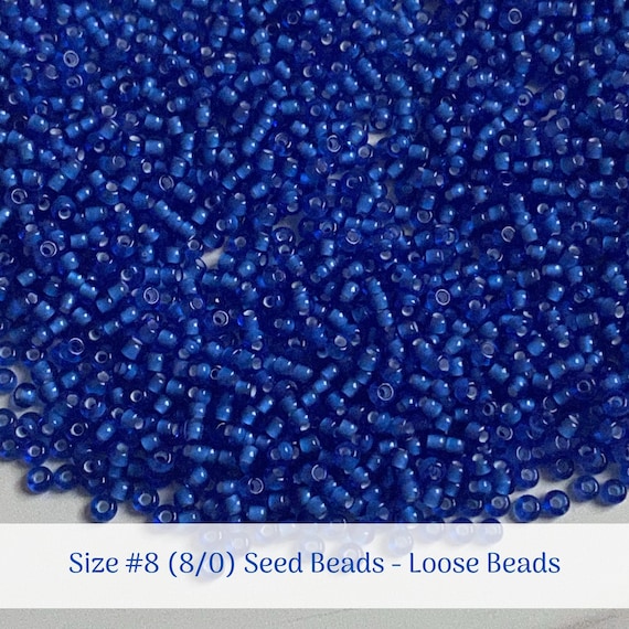Sapphire Chalkwhite Clear Lined # 35038 Size 8/0 (#8) Loose Preciosa Seed Beads - Half (1/2) Hank (36g), 1 Full Hank (72g)