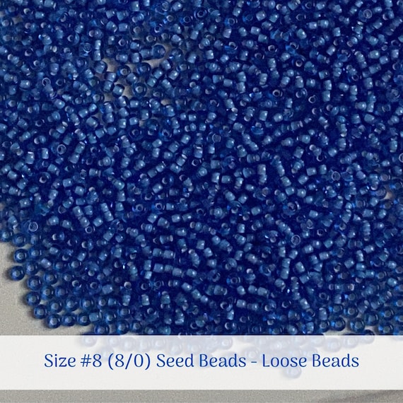 Light Sapphire Chalkwhite Clear Lined # 35036 Size 8/0 (#8) Loose Preciosa Seed Beads - Half (1/2) Hank (36g), 1 Full Hank (72g)