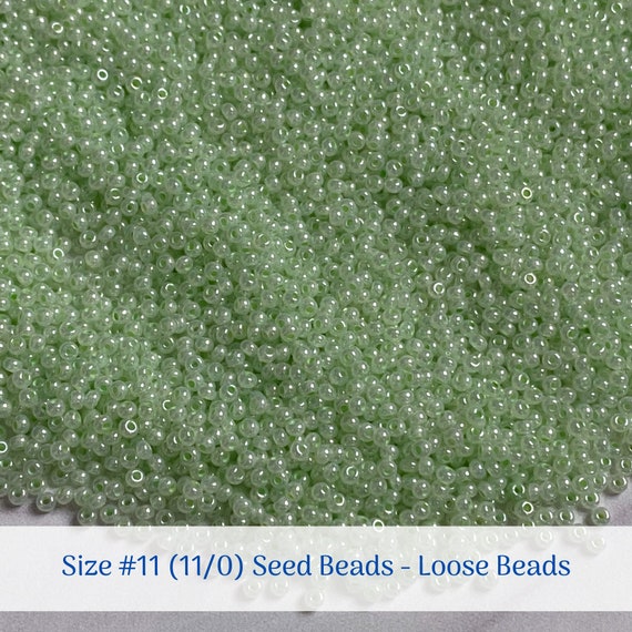 Ceylon Green # 37152 Size 11/0 (#11) Loose Opaque Preciosa Czech Seed Beads - Half Hank (18g), 1 Hank (36g), 2 Hanks (72g)