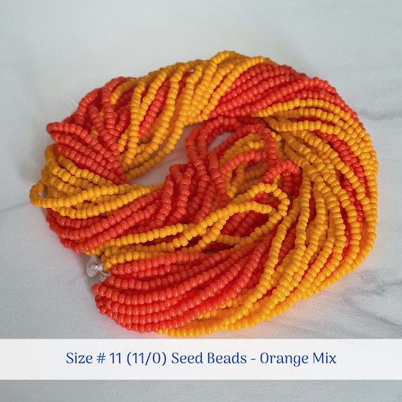 BULK SET - Orange Mix (2 Total Colors) - Size 11/0 (#11) Opaque Preciosa Czech Seed Beads