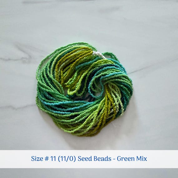 BULK SET - Green Mix (9 Total Colors) - Size 11/0 (#11) Opaque Preciosa Czech Seed Beads