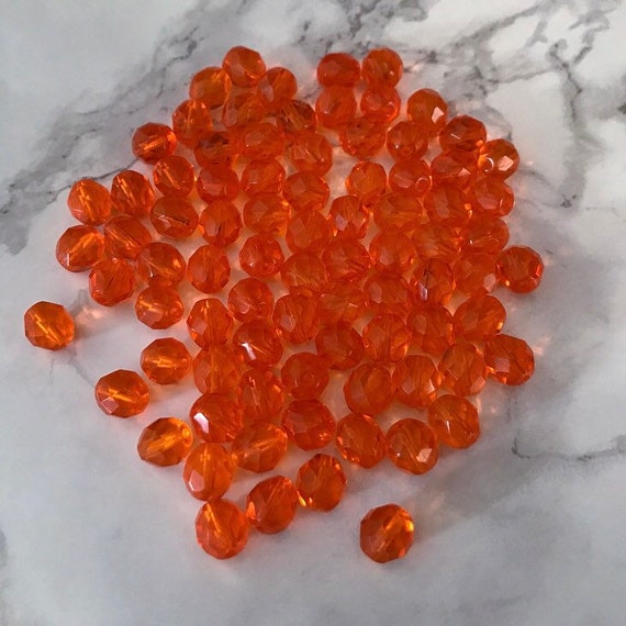 10mm Faceted Translucent Fire Red Beads 100 Pack USA Fishing Tackle