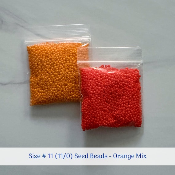 BULK SET - Orange Mix (2 Total Colors) - Size 11/0 (#11) Opaque Preciosa Czech Seed Beads - Loose Beads