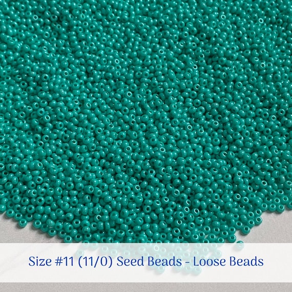 Dyed Sea Green Luster # 16358 Size 11/0 (#11) Loose Opaque Preciosa Czech Seed Beads -Half Hank (18g), 1 Full Hank (36g), 2 Full Hanks (72g)