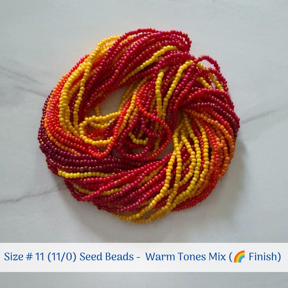 BULK SET - Warm Tones Mix (7 Total Colors) - Size 11/0 (#11) Opaque Rainbow Preciosa Czech Seed Beads