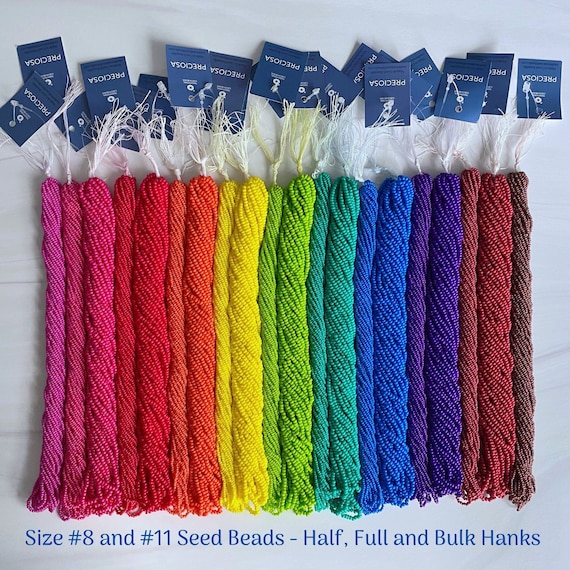 Sizes 8/0 (#8) & 11/0 (#11) Opaque Terra Intensive Preciosa Czech Dyed Round Seed Beads -Sold in Half (1/2) Hank, 1 Full Hank, 2 Full Hanks
