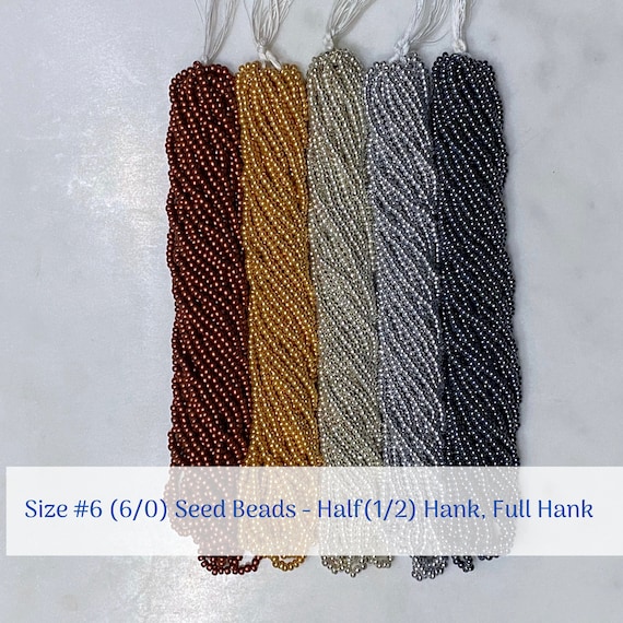Size 6/0 (#6) Opaque & Metallic Preciosa Czech Seed Beads Half Hank (72g), 1 Hank (144g), 2 Hanks (288g)