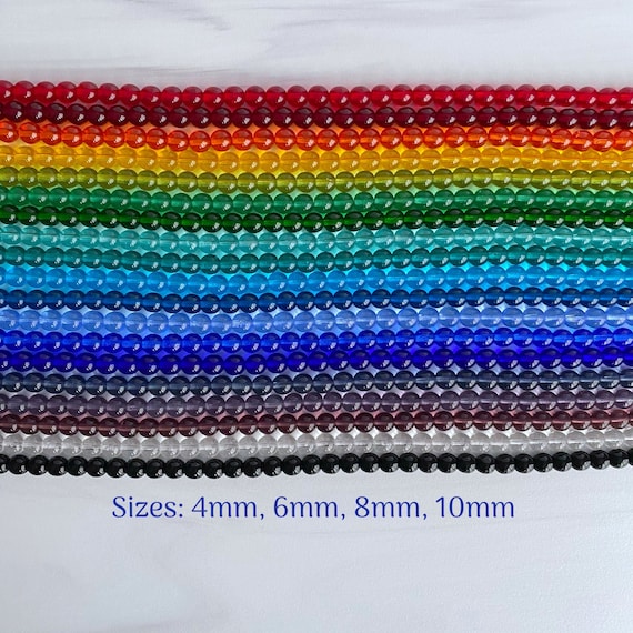 4mm, 6mm, 8mm, 10mm Preciosa Czech Druk Transparent Glass Beads - Sold in Half (7.75-8 Inches) or Full (15.5-16 Inches) Strands