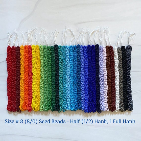 Size 8/0 (#8) Opaque Preciosa Czech Glass Round Seed Beads: Sold in Half (1/2) Hank (36g), 1 Full Hank (72g), 2 Full Hanks (144g)