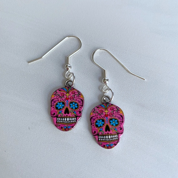 Sugar Skull Earrings, Day of the Dead Earrings, Dia de los Muertos Earrings, Holiday Earrings, Halloween