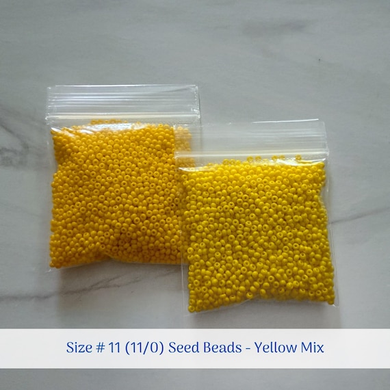BULK SET - Yellow Mix (2 Total Colors) - Size 11/0 (#11) Opaque Preciosa Czech Seed Beads - Loose Beads