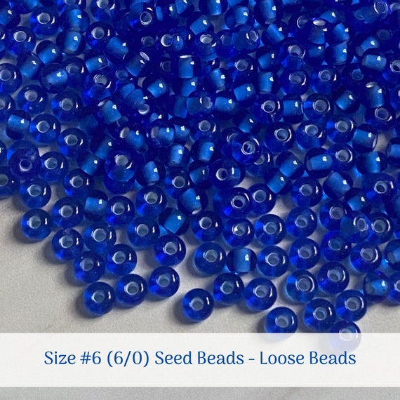 Sapphire Chalkwhite Clear Lined # 35038 Size 6/0 (#6) Loose Preciosa Seed Beads: Half Hank (72g), 1 Hank (144g), 2 Hanks (288g)