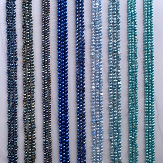 Dark Blue Dyed Cultured Freshwater Pearl Necklace Fine Silver Plate Dark Blue Dyed Cultured Freshwater Pearl Necklace Fine Silver Plate