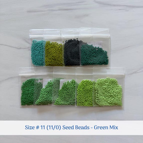 BULK SET - Green Mix (9 Total Colors) - Size 11/0 (#11) Opaque Preciosa Czech Seed Beads - Loose Beads