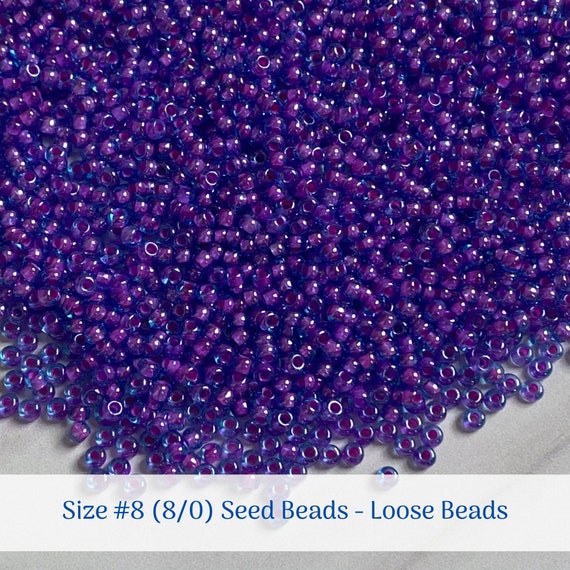 Size 8/0(#8) Aquamarine Pink-Lined #61016 Loose Transparent Preciosa Czech Seed Beads: Half Hank(36g), 1 Full Hank(72g), 2 Full Hanks (144g)