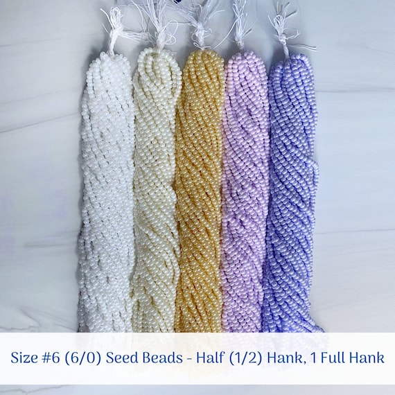 Size 6/0 (#6) Opaque Luster Preciosa Czech Glass Round Seed Beads: Half Hank (72g), 1 Hank (144g), 2 Hanks (288g)