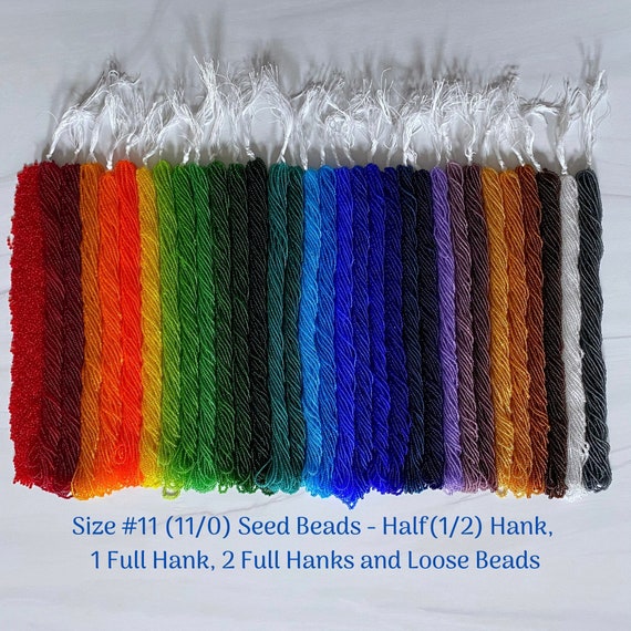 Size 11/0 (#11) Transparent Preciosa Czech Glass Seed Beads: Prestrung or Loose Half (1/2) Hank (18g), 1 Full Hank (36g), 2 Full Hanks (72g)