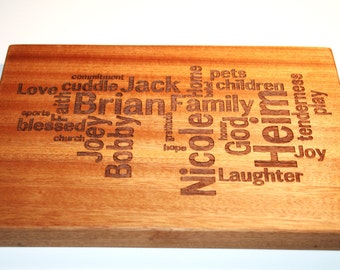 Our Family Word Art Cutting Board Customized Laser Engraved 15"x10"