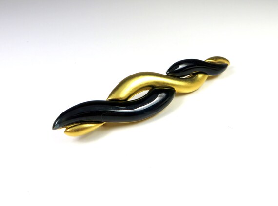 80s Signed GIVENCHY Double Twisted Black Lucite &… - image 2