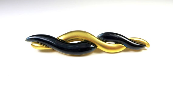 80s Signed GIVENCHY Double Twisted Black Lucite &… - image 3