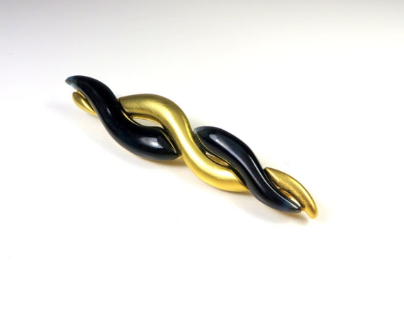 80s Signed GIVENCHY Double Twisted Black Lucite &… - image 1