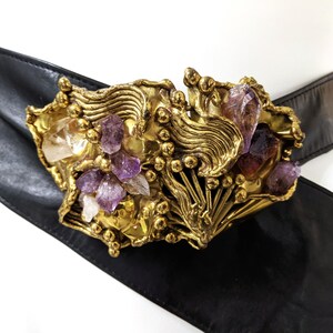 Carvalhu Brazilian Brass Buckle w/ Amethyst Quartz Carvalhu Brutalist Belt Buckle Brass Copper Amethyst. 321 | eBay main image 3