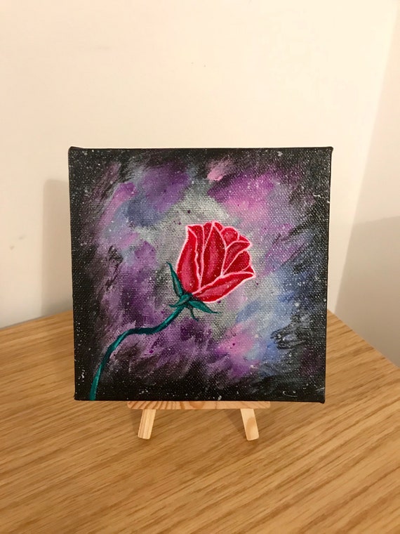 Disney Beauty And The Beast Rose Painting Etsy